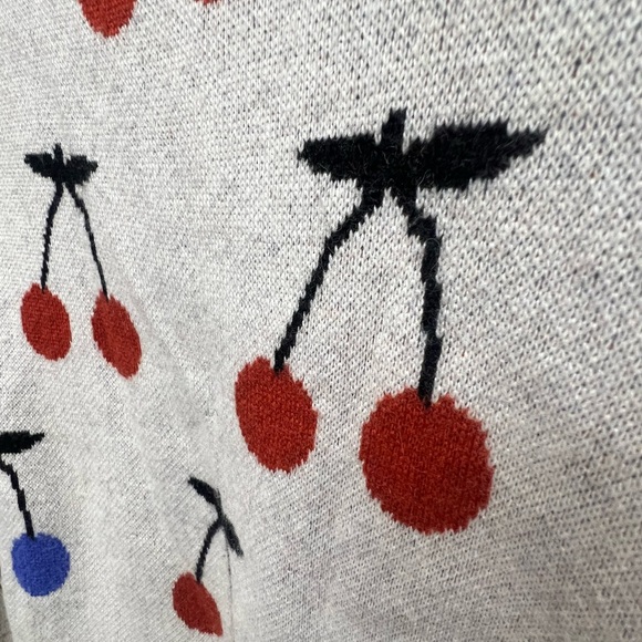 Maxwell-‎ Women's Cherry Pattern Sweater - Cream, Red, and Blue, XSmall - Picture 6 of 6